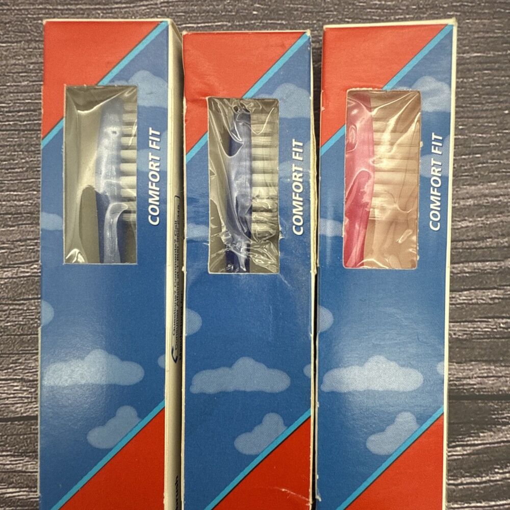 3 LOT Colgate Wave Comfort Fit Compact Head Soft Toothbrush Vintage Made In USA